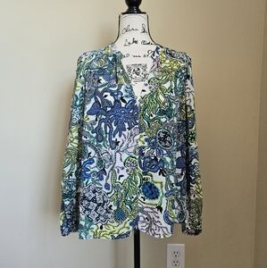 ALC Silk Blouse Womens 6 Lightweight Abstract